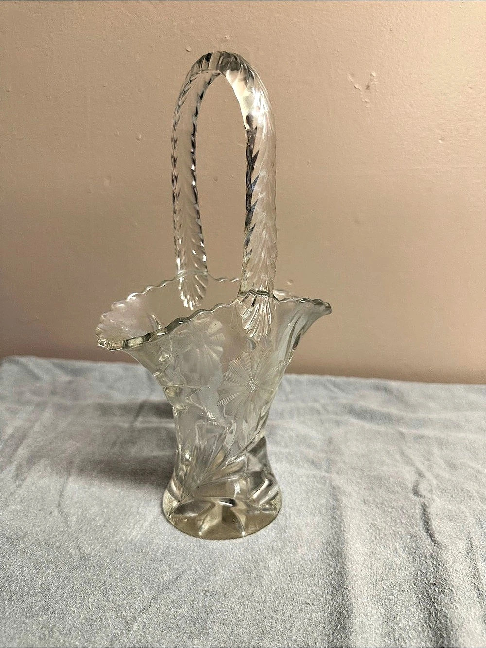 Clear Glass Basket Vase